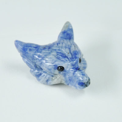 Olivenorma Natural Crystal Carved Wolf Head Accessory Gemstone Decoration - Kyanite - image 22