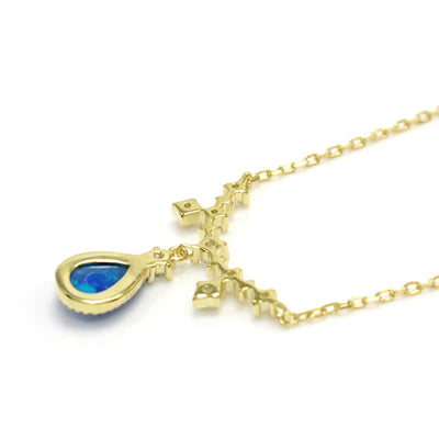 Olivenorma Blue Opa White Zircon Water Drop Pendant Necklace