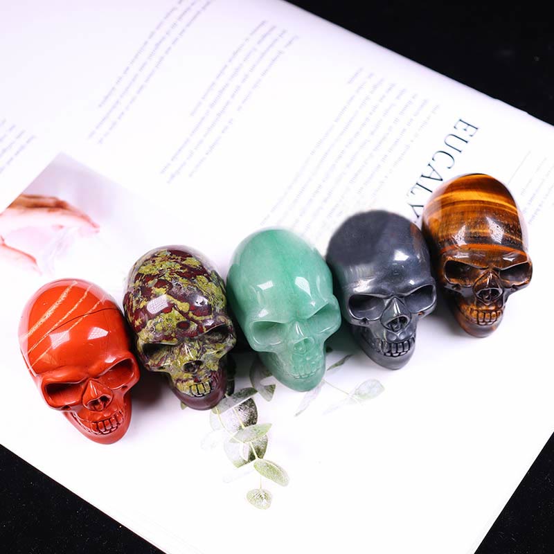 Olivenorma Dragon Blood Stone Jasper Skull Decoration