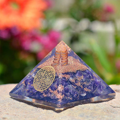 Olivenorma Amethyst Flower Of Life Orgone Pyramid