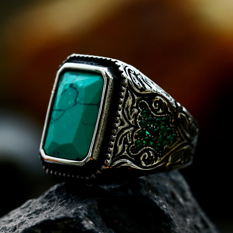 Olivenorma Vintage Turquoise Eagle Indian Ring