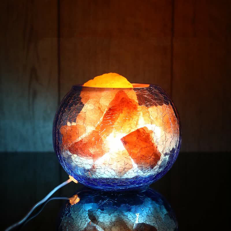 Olivenorma Creative Ice Cracked Glass Tank Himalayan Pink Salt Lamp