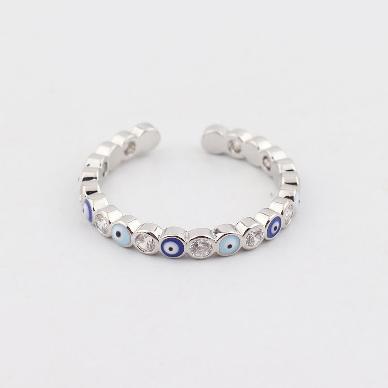 Olivenorma Colorful Evil Eye White Zircon Adjustable Ring