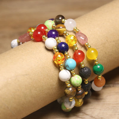 Olivenorma Natural Stone Colorful Round Beads Exquisite Bracelet