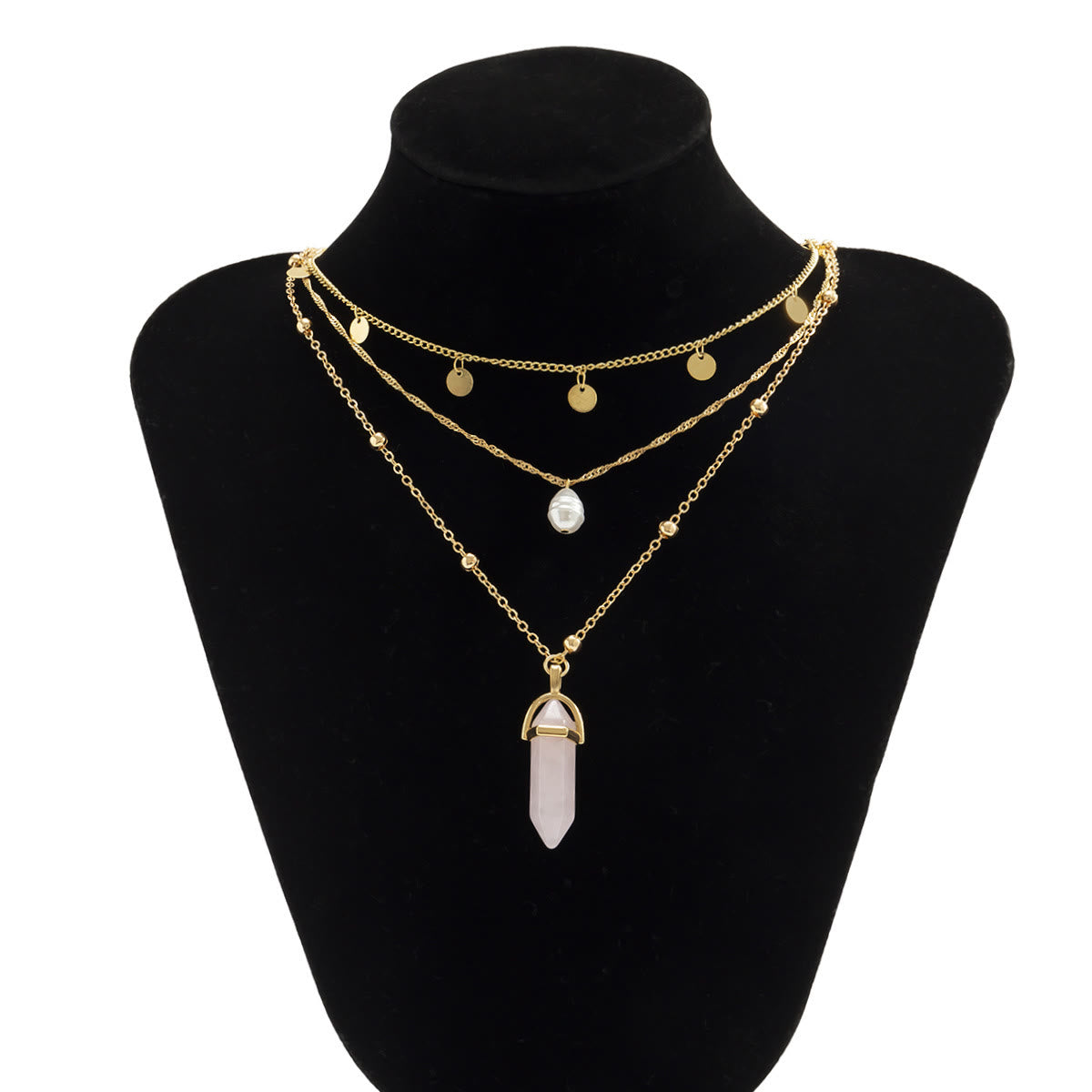 Olivenorma Rose Quartz Freshwater Pearl Pendant Necklace Set