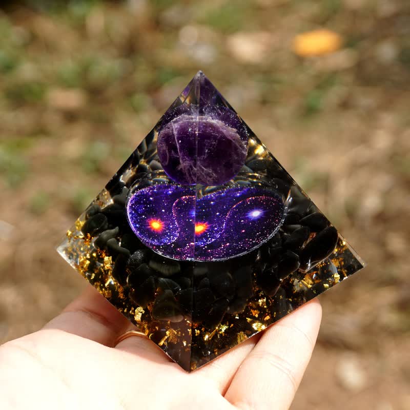 Olivenorma Yin And Yang Obsidian Orgone Pyramid