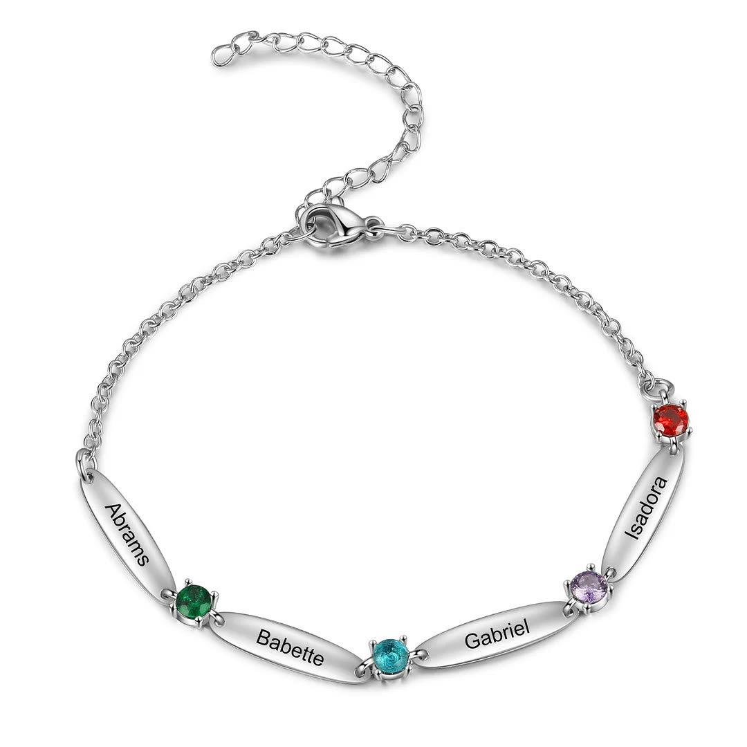 Olivenorma Family Names and Birthstones Bracelet