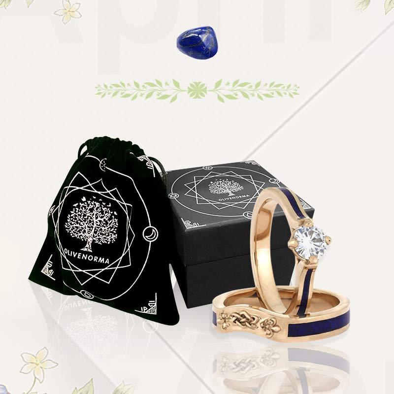 Olivenorma Celtic Knot Lapis Lazuli Bridal Ring Set