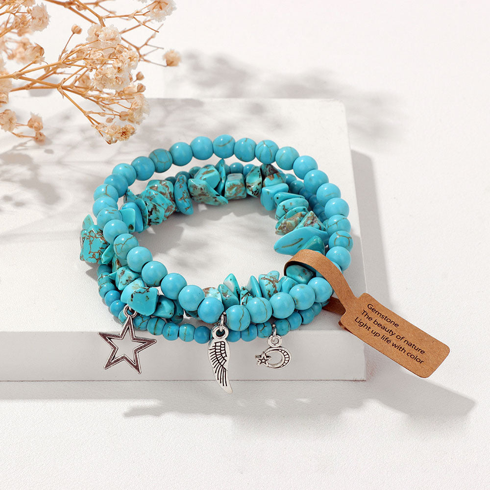 Olivenorma Boho Style Moon Star Pendant Bracelet Set