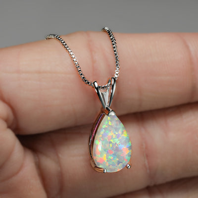 Olivenorma Minimalist Droplet Opal Pendant Necklace