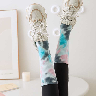 Olivenorma Medium-Tube Tie-dye Anti Slip Yoga Socks