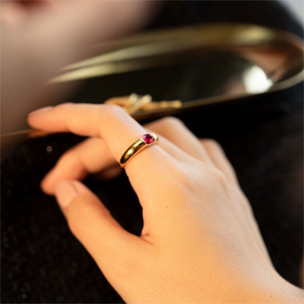 Olivenorma Garnet Gold Plated Minimalist Luxury Ring