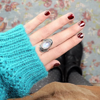 Olivenorma "Source of Intuition" - Retro Moonstone Ring