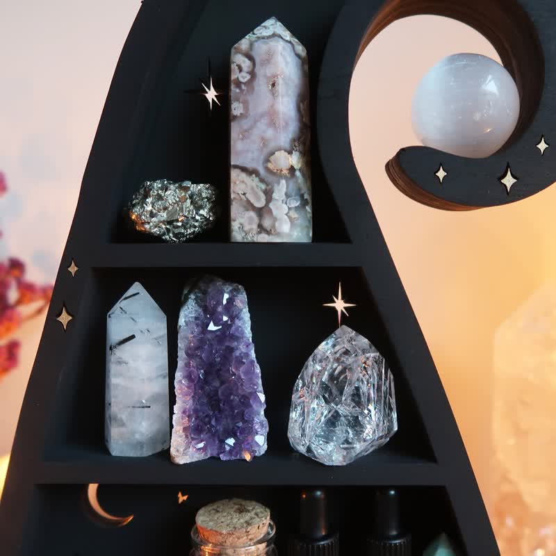 Olivenorma Witch Hat Wooden Crystal Shelf