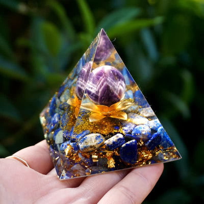 (Clearance 30% OFF / CODE: OFF30) - Olivenorma Positive Lotus Amethyst Sphere Orgone Pyramid