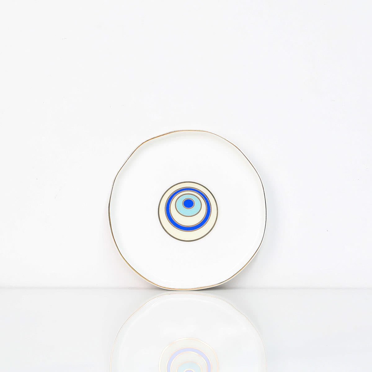 Olivenorma Ceramic Evil Eye Gold Rim Jewelry Dish Coaster