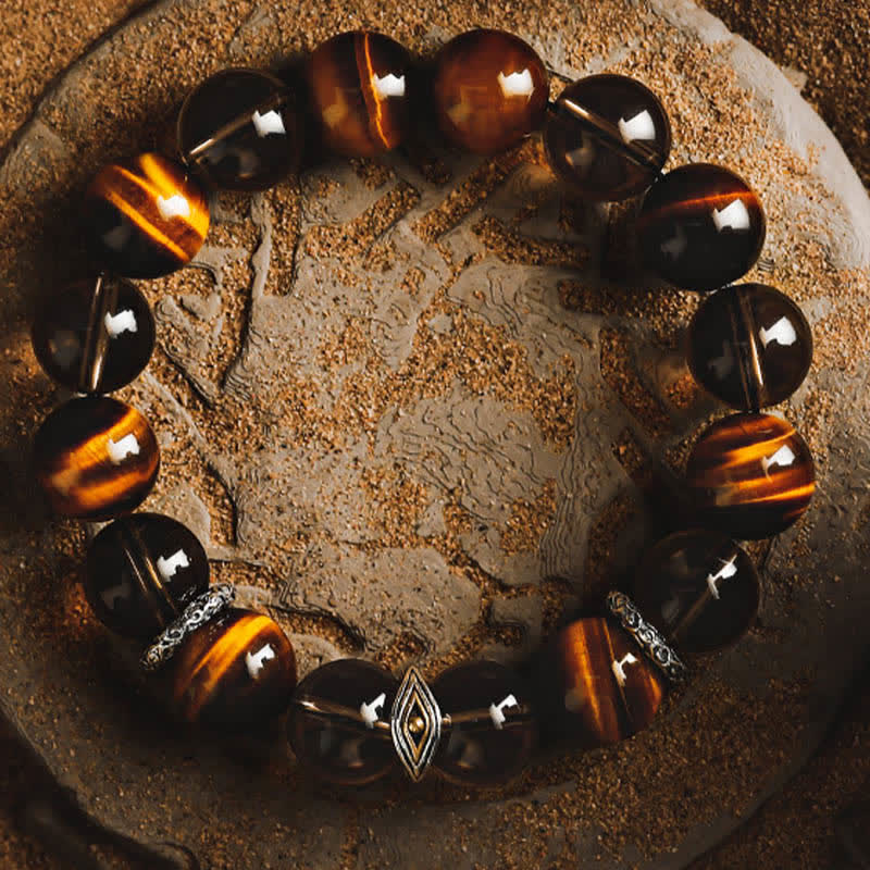 Olivenorma "Eye of Vision" Natural Tiger Eye Beaded Bracelet