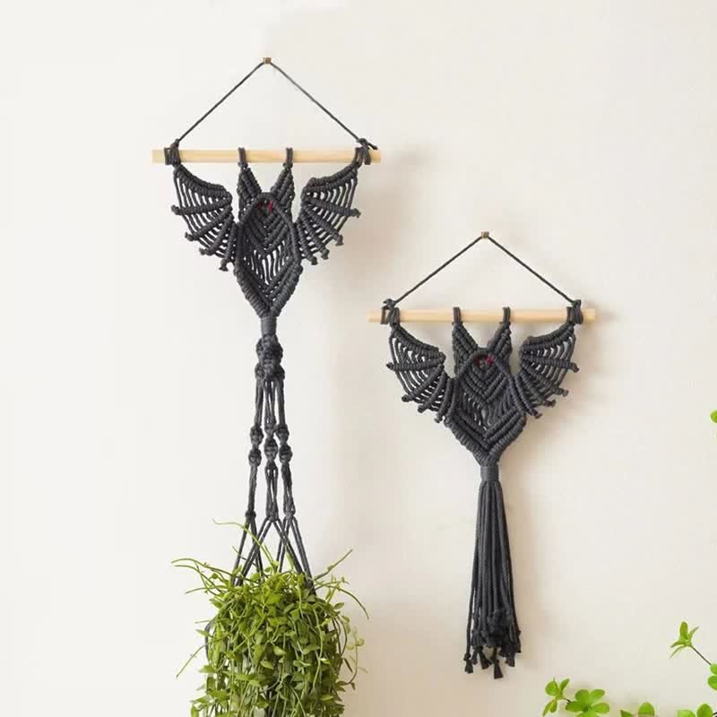 Olivenorma Halloween Weave Macrame Gothic Bat Wall Decor