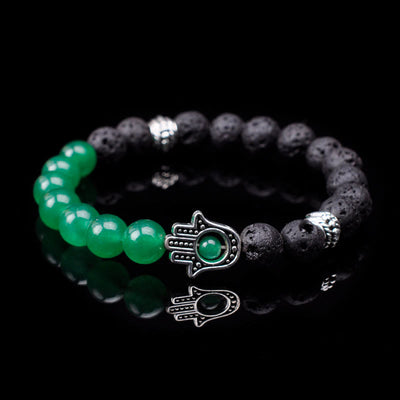 Olivenorma Handmade Natural Stone Beads Hamsa Pendant Bracelet