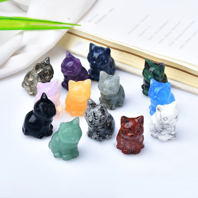 Olivenorma Crystal Kitten Stone Carving Crafts Gemstone Decoration