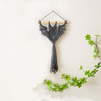 Olivenorma Halloween Weave Macrame Gothic Bat Wall Decor