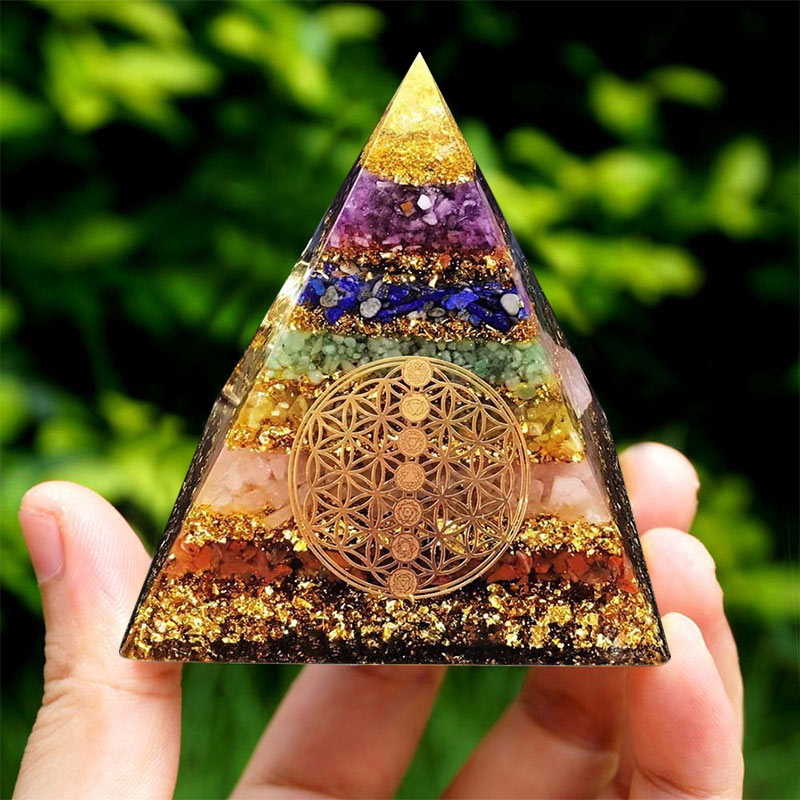 Olivenorma Chakra Flower of Life Orgone Pyramid