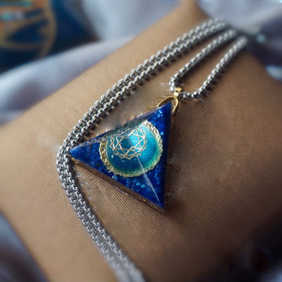 Olivenorma Lapis Lazuli Aquamarine Triangular Organe Necklace