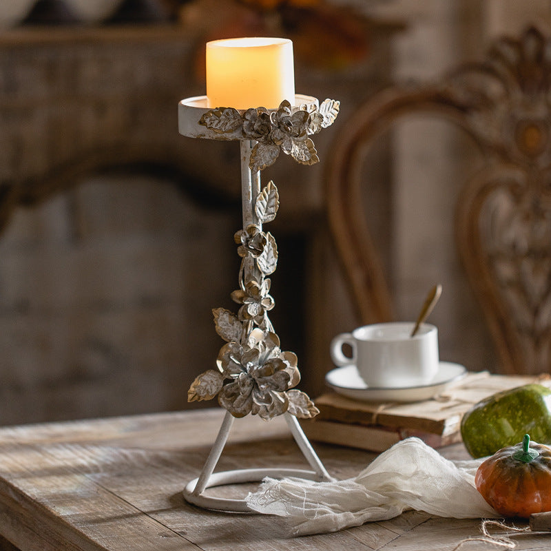 Olivenorma Retro Iron Antique Flower Decorative Candle Holder