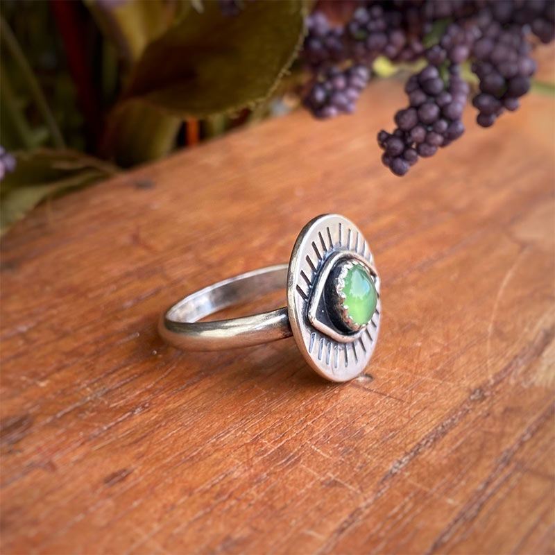 Chrysoprase Evil Eye Protection Ring