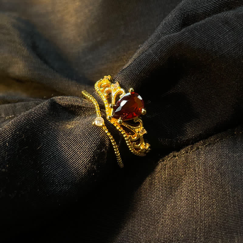 Olivenorma Garnet Crown Modelling Adjustable Ring