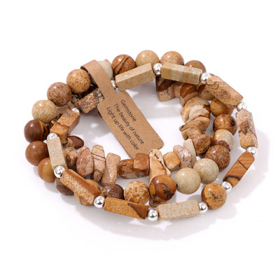 Olivenorma Natural Stone Irregular Three Layer Bracelet Set