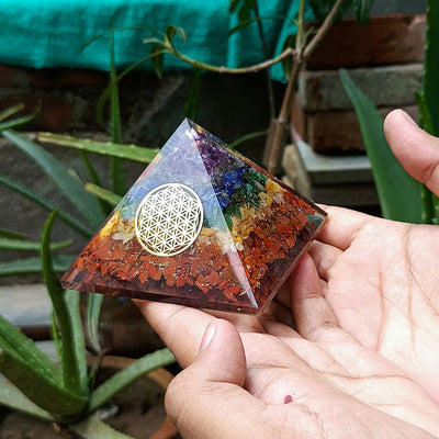 Olivenorma Chakra Flower Of Life Symbol Orgone Pyramid