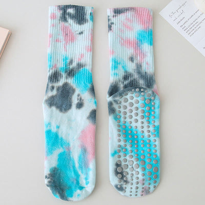 Olivenorma Medium-Tube Tie-dye Anti Slip Yoga Socks