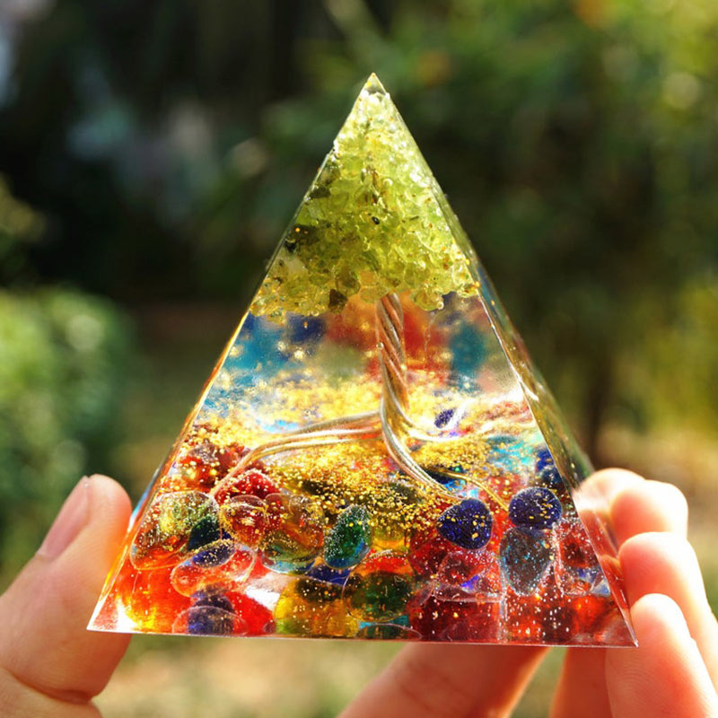 Olivenorma Fluorite Peridot Tree Of Life Orgone Pyramid