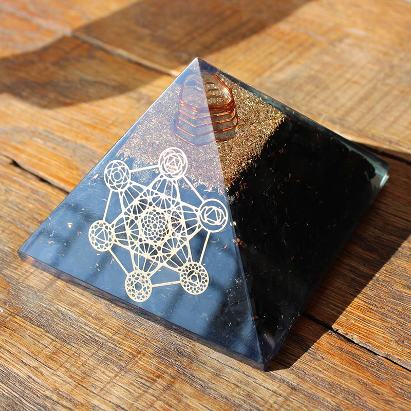 Olivenorma Black Tourmaline Metatron's Cube Protection Orgone Pyramid