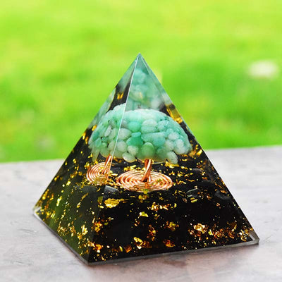 Olivenorma Green Aventurine Obsidian Tree Of Life Orgone Pyramid