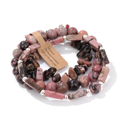 Olivenorma Natural Stone Irregular Three Layer Bracelet Set