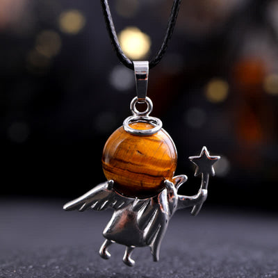 Olivenorma Natural Stone Magic Angel Pendant Necklace