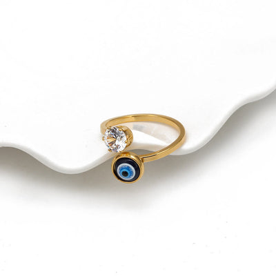 Olivenorma White Zircon Gold Plated Evil Eye Women Ring