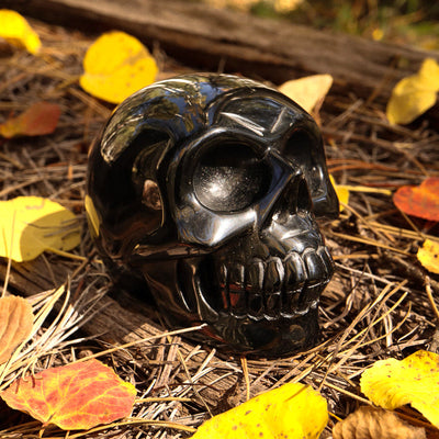 Olivenorma Obsidian Crystal Skull Decoration