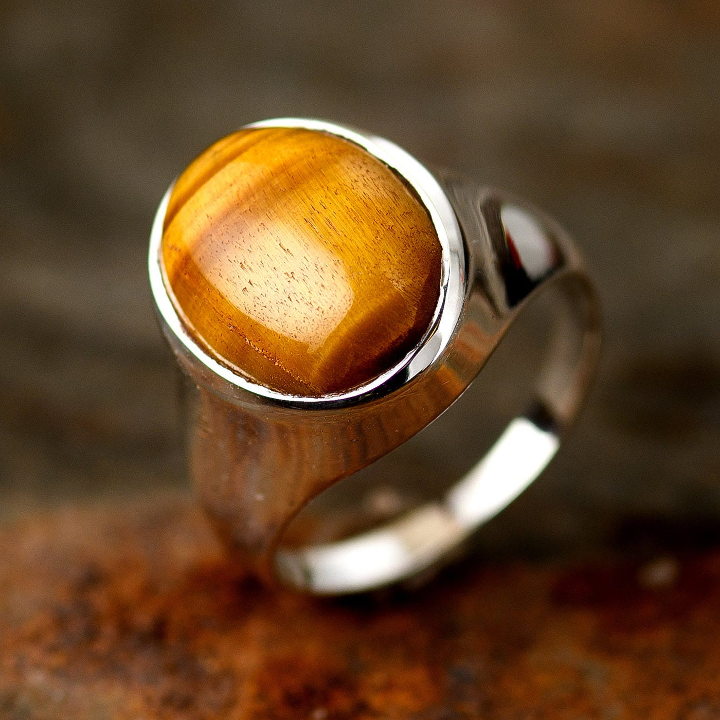 Oval Tiger's Eye Signet Men Ring