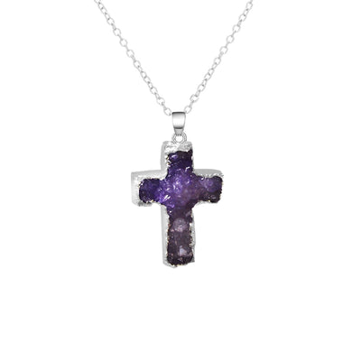 Olivenorma "Healing Heart" Cross Reiki Natural Crystal Necklace