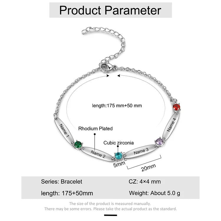 Olivenorma Family Names and Birthstones Bracelet