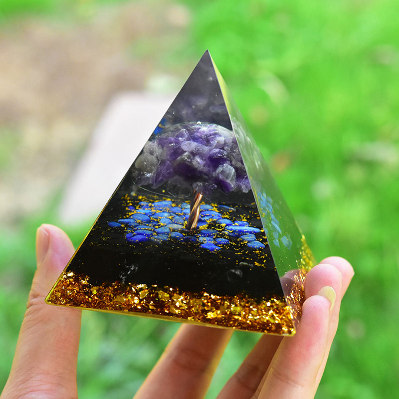 Olivenorma Amethyst Obsidian Lapis Lazuli Tree Of Life Orgone Pyramid