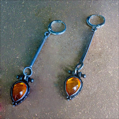 Olivenorma Tribe Water Drop Amber Stone Earrings