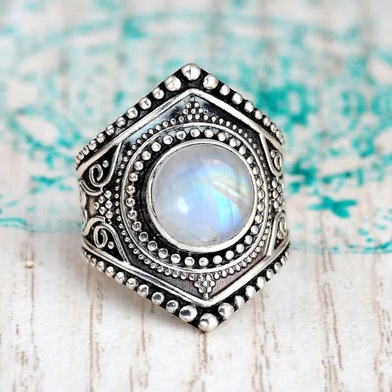 Bohemia Retro Moonstone Silver Ring