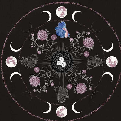 Olivenorma Square Chenille Wicca Moon Phase Tablecloth