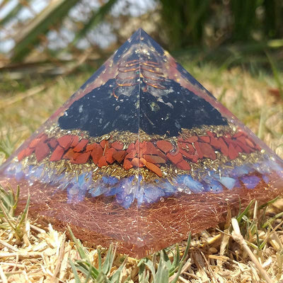 Olivenorma Clear Crystal With Opal Protection Orgone Pyramid