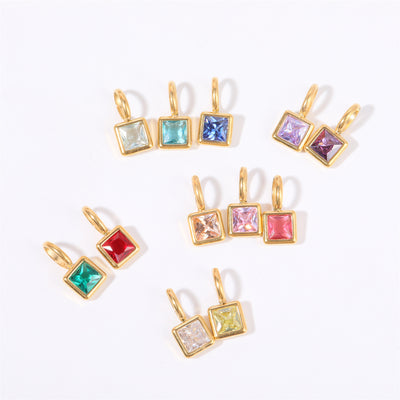 Olivenorma Colorful Square 12 Birthstone Pendant Accessory Necklace