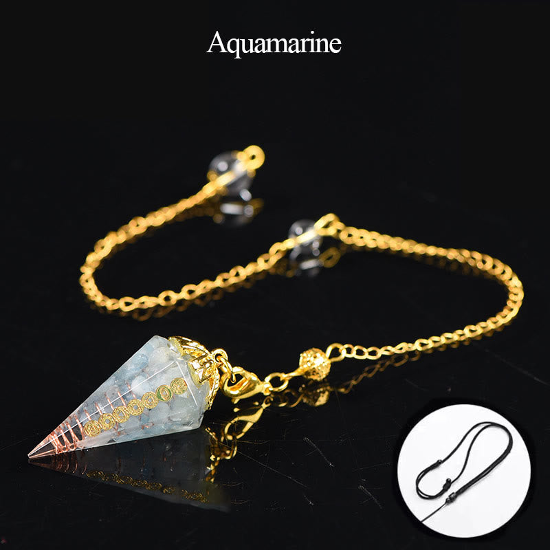 Olivenorma Natural Aquamarine Spiritual Pointed Crystal Pendulum